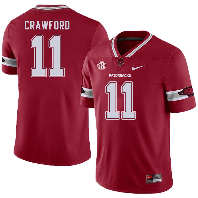 Men #11 Jaquayln Crawford Arkansas Razorbacks College Football Jerseys Sale-Alternate Cardinal - Click Image to Close